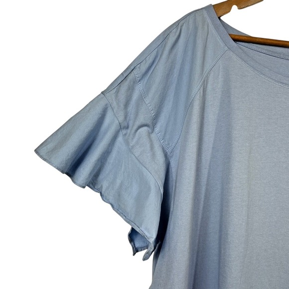 by Anthropologie Blue Top XL Oversized Boxy Short‎ Tiered Sleeves Lightweight - Picture 2 of 8